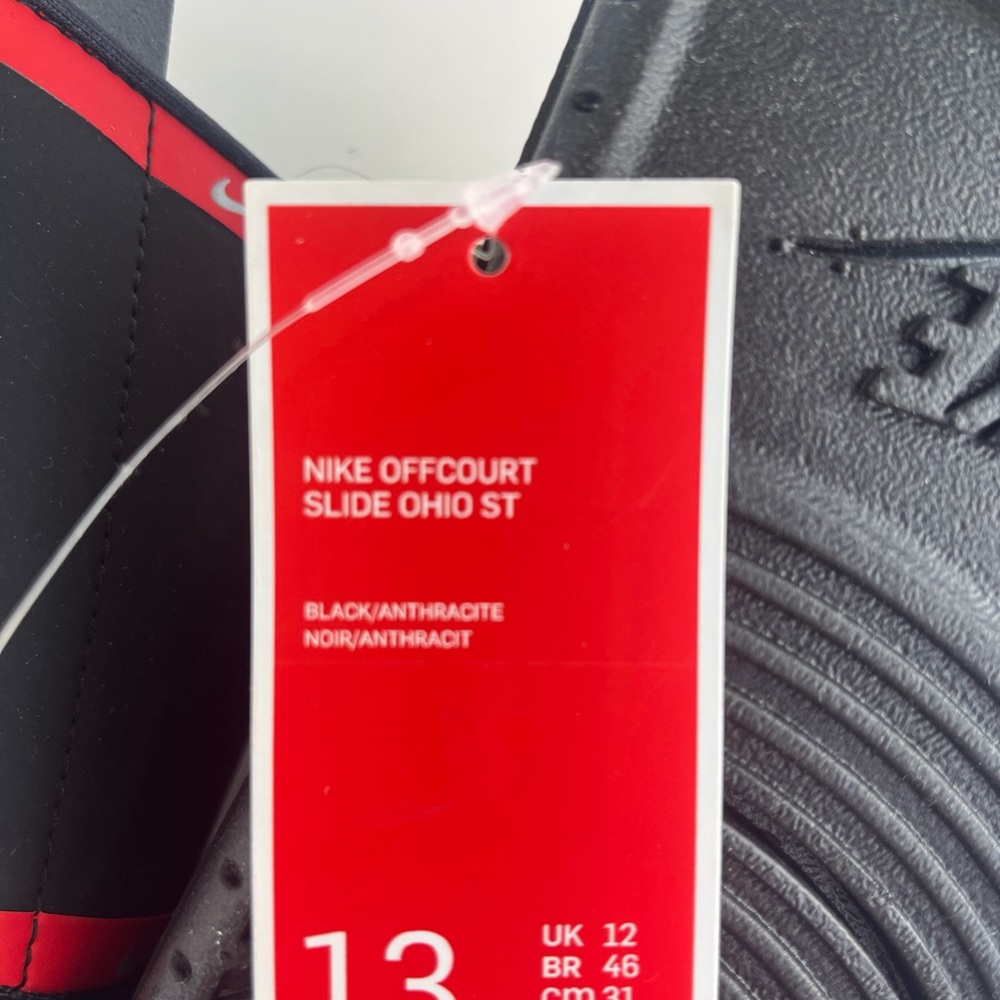 NIKE OHIO STATE OFFCOURT SLIDES SANDALS  BLACK RED RARE NEW DD0534-001 - Picture 5 of 6